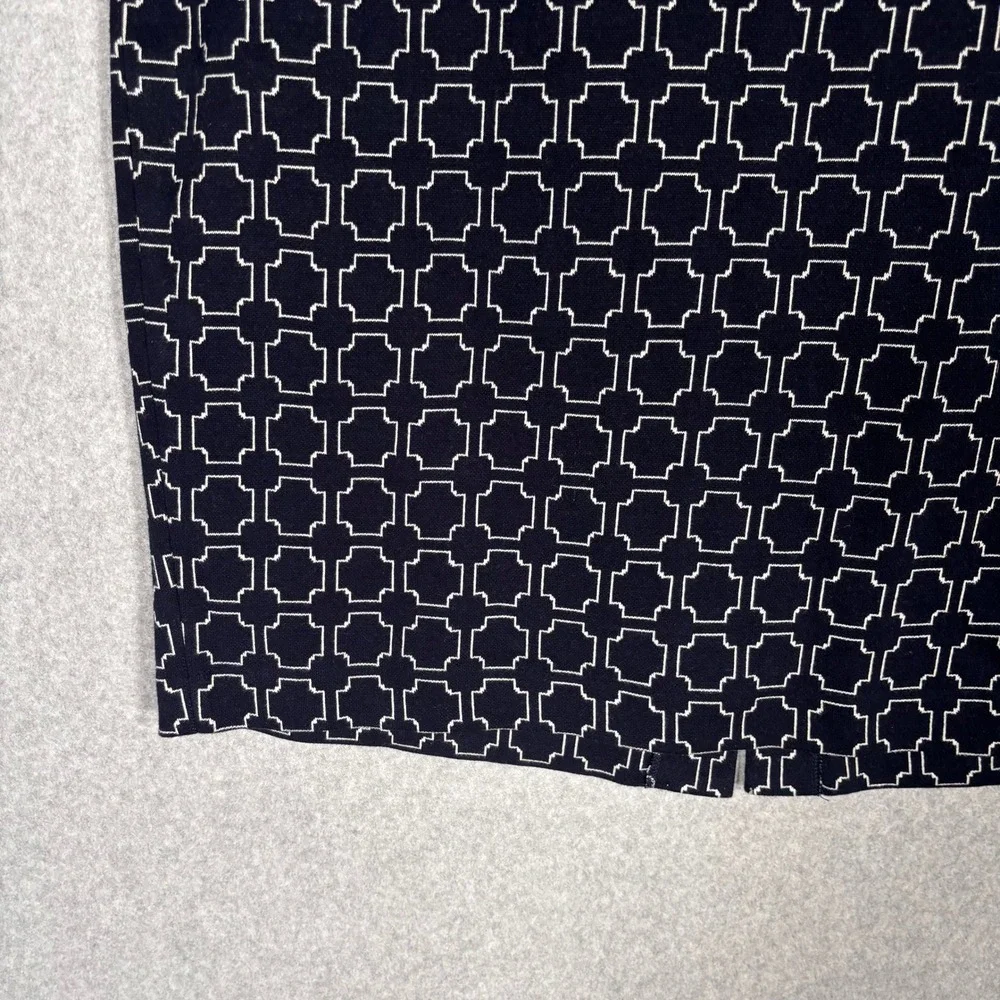 Talbots Mini Skirt 14W Navy White Geometric Ponte Knit Stretch Career Classic